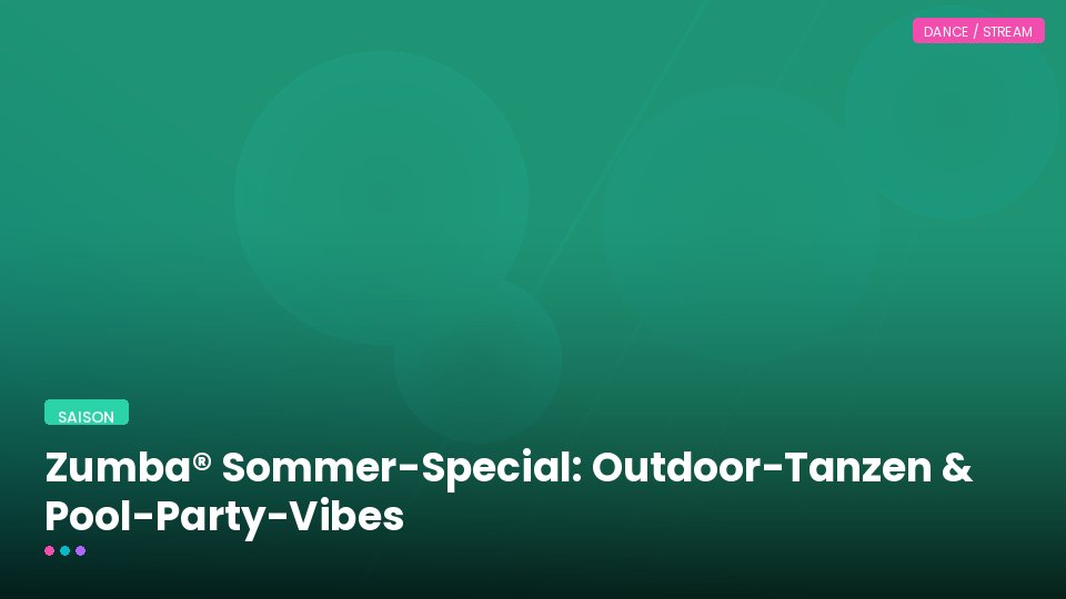 Zumba® Sommer-Special: Outdoor-Tanzen & Pool-Party-Vibes